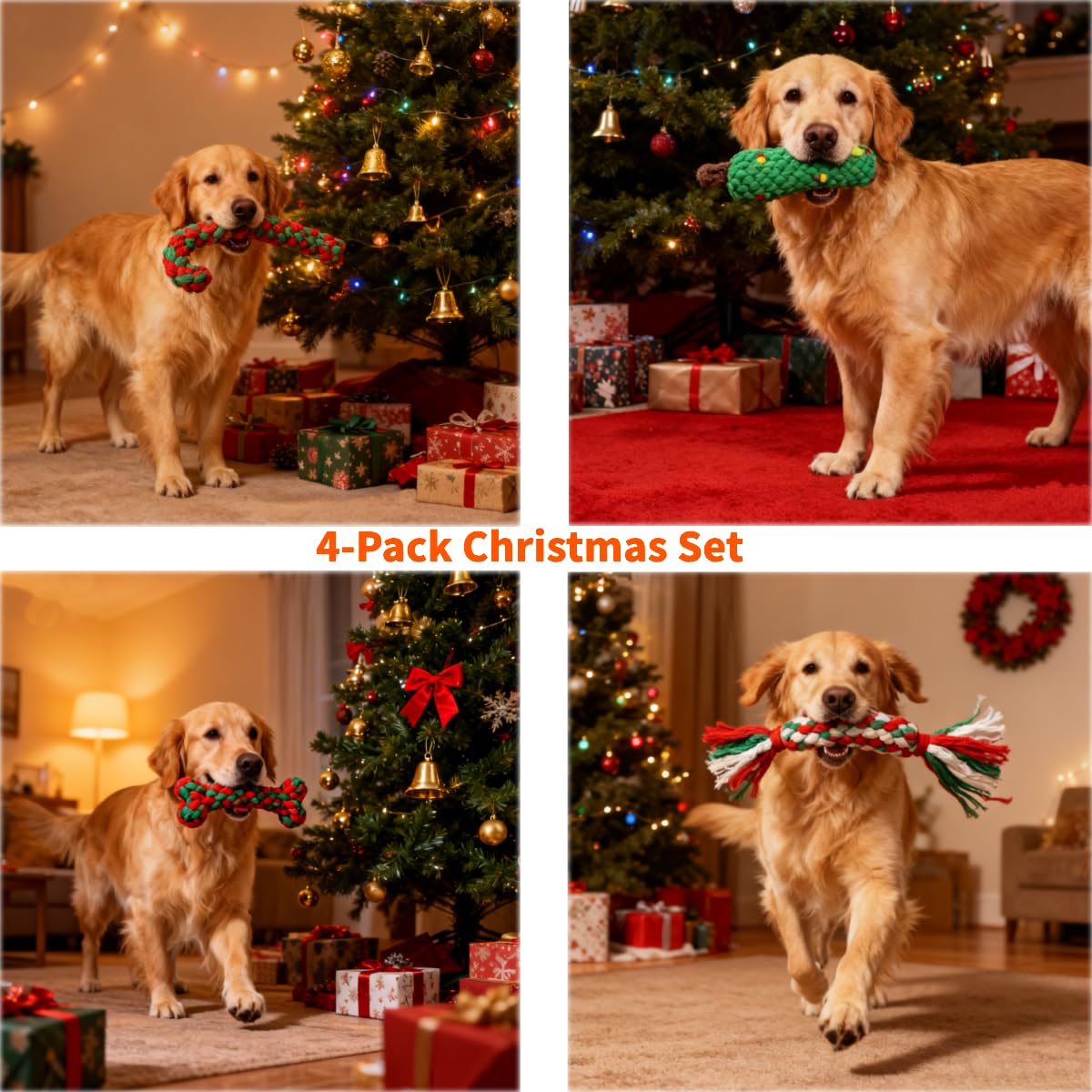 Christmas Cotton Rope Dog Chew - Teeth Cleaning Dog Chew Bone ulasan dan harga
